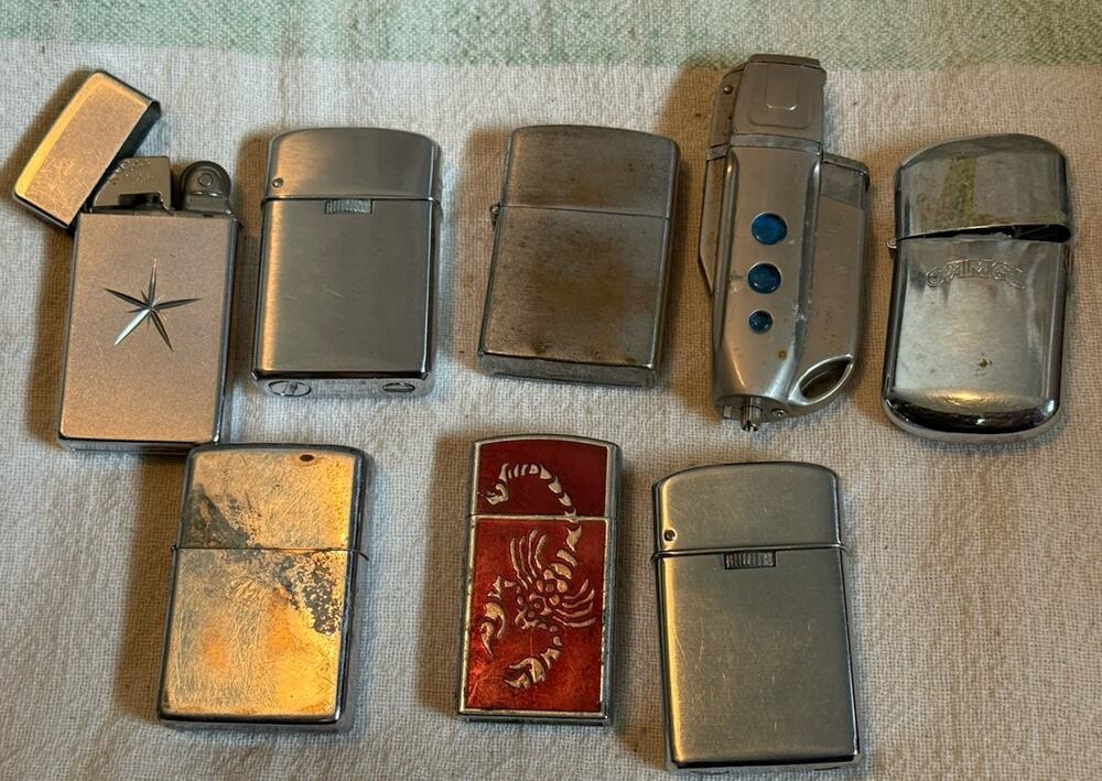 Lot Of 8 Vintage Lighters- Untested-parts And Pieces